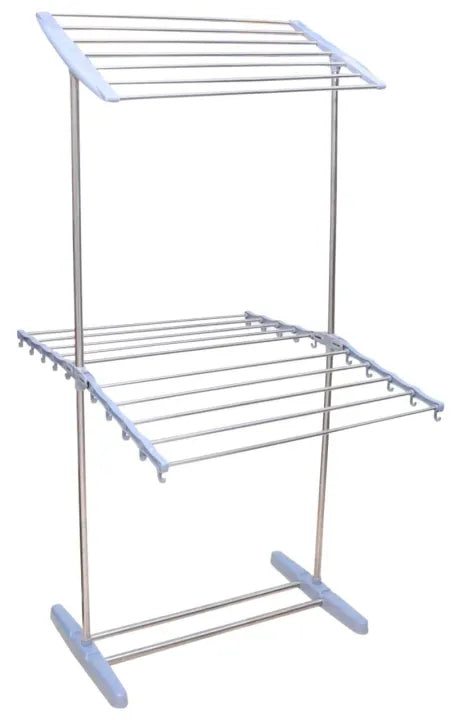 Double Layer Stainless Steel Clothes Rack, Multifunctional 2 Layer Foldable Cloth Dryer Stand Rack, Hanging Storage Wardrobe Double Layer Stainless Steel Clothes Rack, Multifunctional 2 Layer Foldable Cloth Dryer Stand Rack, Hanging Storage Wardrobe